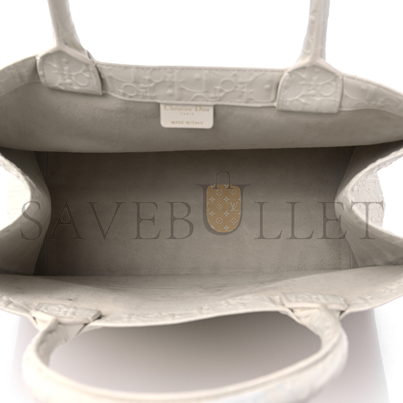 D*or oblique calfskin embossed medium book tote ivory (36*27*17.1cm)